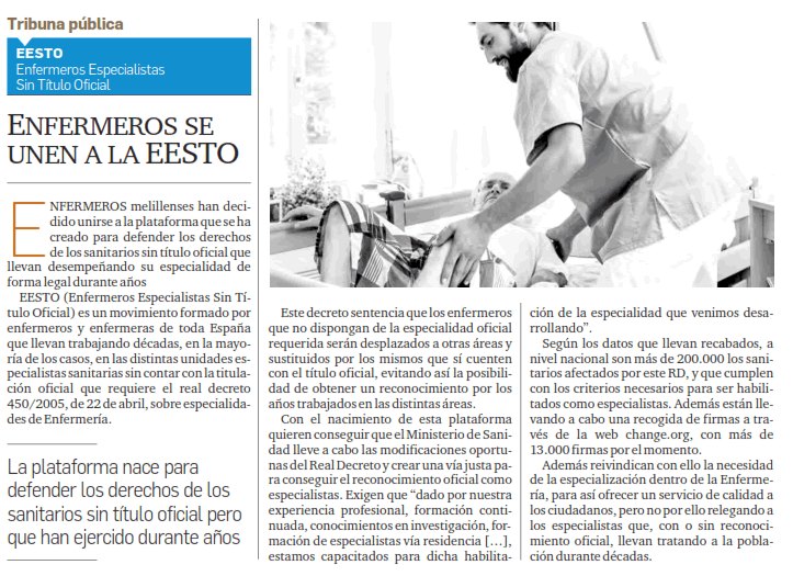 Enfermeros de Melilla se unen a EESTO